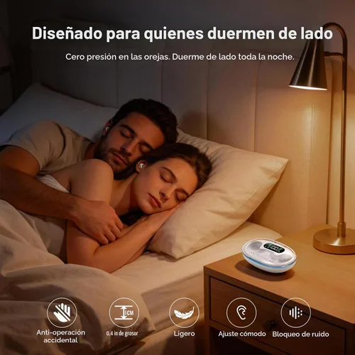 Vista 2 de Auriculares invisibles Bluetooth para dormir inalámbricos pequeños con cancelación de ruido, auriculares planos para dormir de lado, impermeables