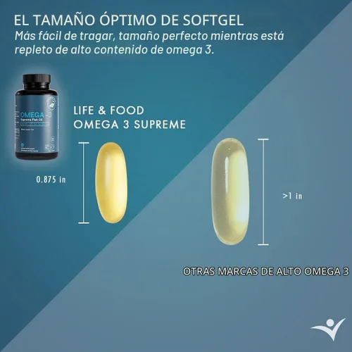Vista 3 de Aceite de pescado Omega-3 Supreme 1400 mg. Certificado MSC +75% Omega-3s 1050 mg, 644/336, sin eructos de pescado y absorción mejorada Destilado