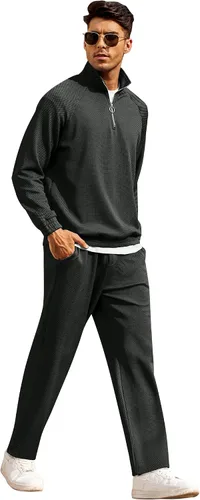 Vista 8 de COOFANDY Conjunto deportivo de 2 piezas con capucha y bolsillo para hombre