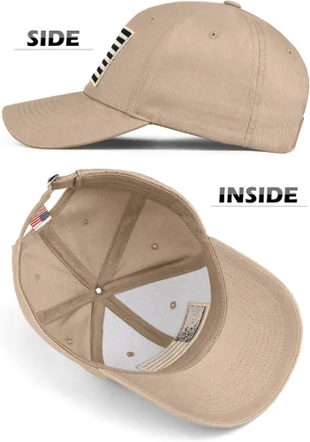 Vista 3 de LCZTN Paquete de 2 gorras de béisbol con la bandera estadounidense para hombres y mujeres, sombrero de papá liso de perfil bajo de Estados Unidos
