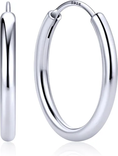 Vista 9 de ChicSilver Aretes de aro de plata de ley para mujer, aros de plata de ley 14k dorado
