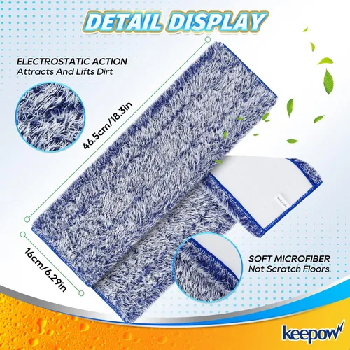 Vista 7 de KEEPOW Almohadilla de limpieza de microfibra de 18 pulgadas, almohadillas de repuesto para mopa para pisos de madera dura, almohadillas