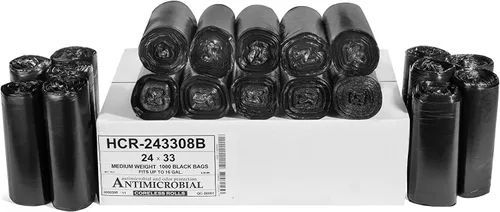 Vista 30 de Aluf Plastics Bolsas de basura de alta densidad, 10 galones, 4000 unidades, 6 micras (eq), 24 x 24 pulgadas, negras, para baño, oficina, industrial