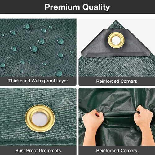 Vista 2 de Pattiumo Lona impermeable de 8 x 10 pies y 14 mil de lona resistente multiusos, cubierta protectora impermeable, resistente a los rayos UV, todo