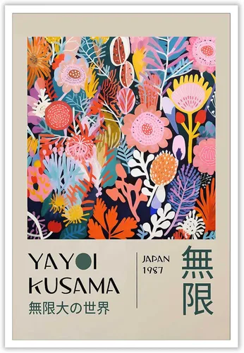 Vista 22 de Pósteres vintage de Ya yoi Kusama The Infinity Big World, arte de pared, arte de pared abstracto de habitación y estética, arte de pared hermoso