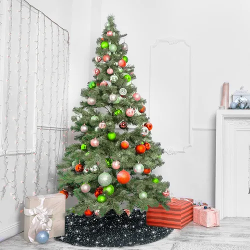 Vista 5 de SY Super Bang Falda de árbol navideña pequeña y mini, faldas de lentejuelas para decorar el árbol de Navidad y adornos, para decoración de fiesta