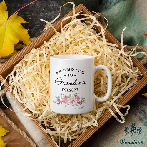 Vista 5 de Taza personalizada con texto en inglés "Promoted To Grandma Cup, Frist Time Grandma Cup, Grandma To Be", regalo para la nueva abuela, tazas de café