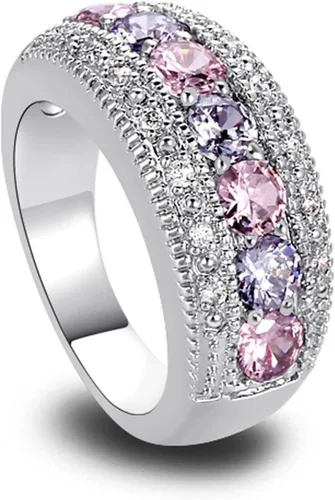 Vista 74 de Iumer - Anillo de zircón de dos piezas con incrustaciones de diamantes de imitación artificiales para mujer, talla 6-10.