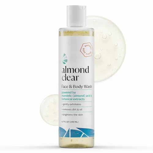 Vista 8 de Almond Clear Jabón facial y corporal Cuidado de la piel para la piel propensa al acné y a la foliculitis – Suave gel facial y corporal, limpiador