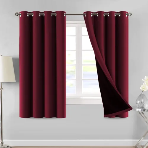 Vista 28 de MeilleMaison Paneles de cortina 100 % opacas para ventana de dormitorio, bloqueo de luz completa, de 84 pulgadas de largo, con aislamiento térmico