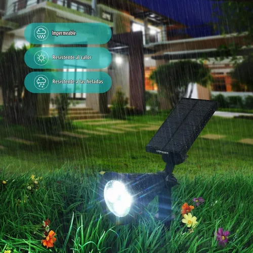 Vista 7 de URPOWER Luces solares para exteriores, focos solares 2 en 1 impermeables con 2 modos de iluminación, focos solares ajustables con encendido y Blanco