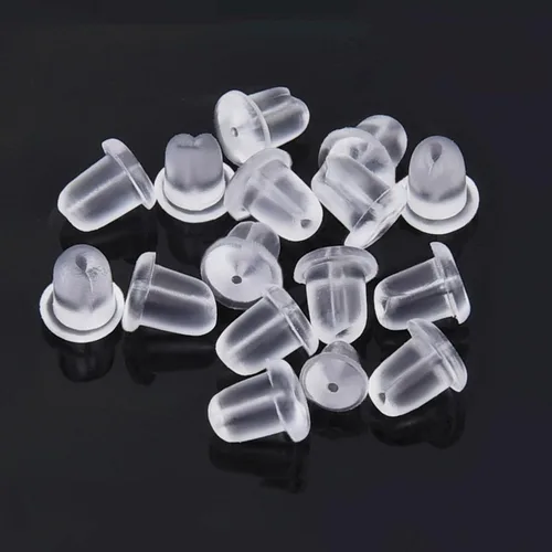 Vista 8 de Parte trasera de goma para aretes, 200 piezas de repuesto suaves y transparentes, tapones de plástico para orejas caídas