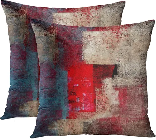 Vista 32 de Emvency Juego de 2 fundas de almohada modernas con pintura abstracta negra, blanca y gris, fundas de almohada decorativas para sofá, decoración