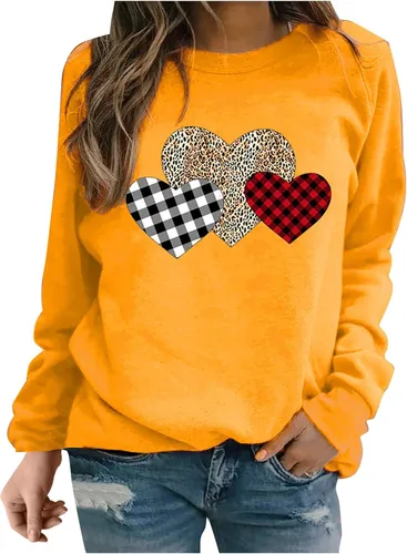Vista 96 de Sudadera de manga larga con estampado de leopardo y corazón para mujer, para el día de San Valentín, sin botones, para niñas, regalos