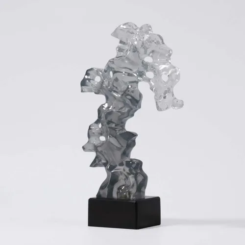 Vista 4 de Estatua china de feng shui, escultura de piedra de Taihu, decoración moderna de resina para sala de estar, decoración moderna, decoración abstracta