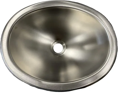 Vista 2 de Class A Customs Fregadero ovalado de acero inoxidable de 10 x 13 Acero inoxidable serie 300 Casa rodante y fregadero de concesión Calibre 22