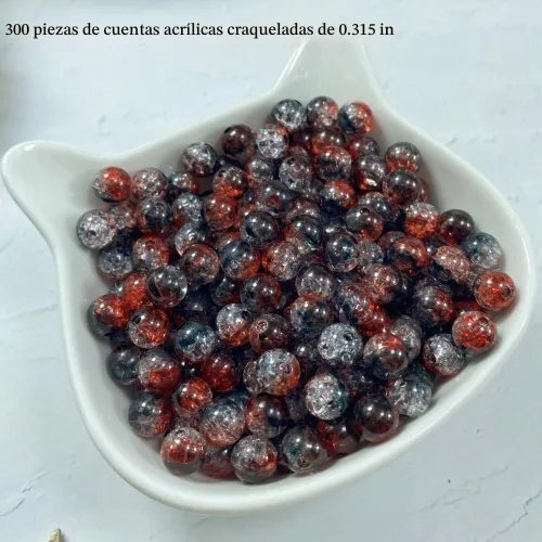 Vista 2 de 300 piezas cuentas de acrílico de 8 mm con grietas, cuentas redondas de cristal acrílico para hacer joyas, pulseras, collares, manualidades