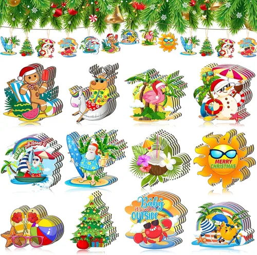 Vista 8 de Ferraycle 36 adornos de árbol del día de San Patricio, adornos de madera de trébol para árboles pequeños, decoraciones de trébol, gnomo, trébol