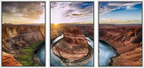 Vista 22 de wall26 Lienzo enmarcado para pared, juego de arte rojo, verde y amarillo, bosque de montaña otoñal, naturaleza, desierto, fotografía, realismo