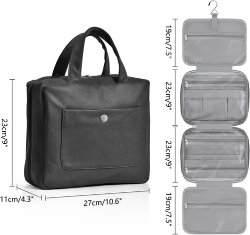 Vista 2 de JOMOLA Neceser colgante para hombres y mujeres, bolsa de maquillaje de viaje resistente al agua, bolsa organizadora de artículos de tocador de viaje