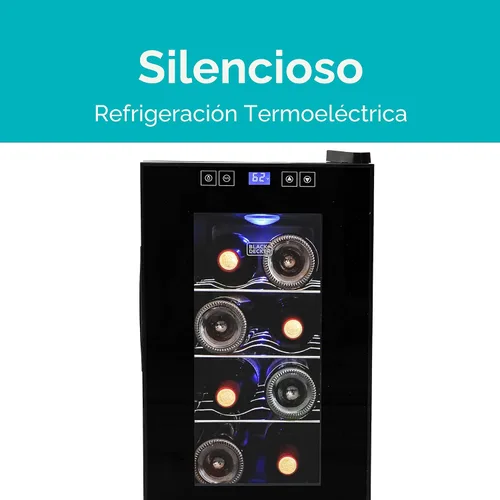 Vista 4 de BLACK+DECKER BD60026 Bodega con pantalla LED (capacidad de 8 botellas) Countertop Mini Fridge with Triple Pane Clear Glass Door, Bar Cabinet with
