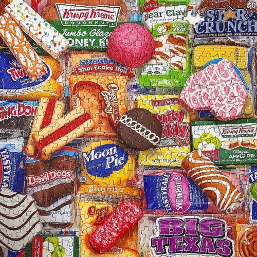 Vista 7 de Springbok - Snack Treats - Rompecabezas de 500 piezas - Foto nostálgica de nuestros aperitivos favoritos del pasado Snack collage puzzle with