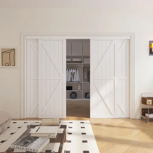 Vista 14 de 5-Panel Closet Doors, 48"(Double 25") x 80" Sliding Door for Bedrooms