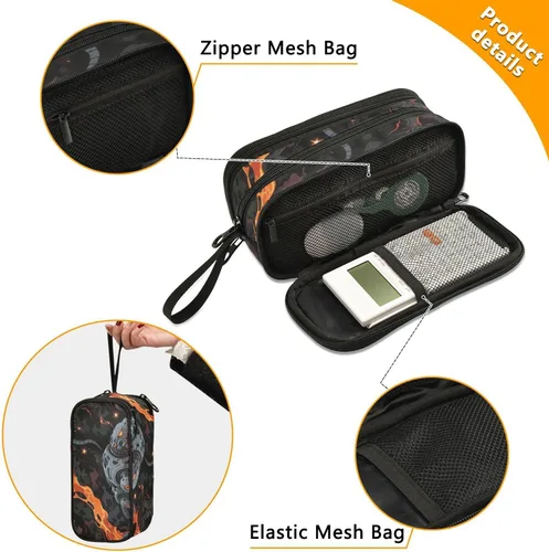Vista 2 de Nylon Niñas Lápiz Bolsa Metal Máquina Fuego Negro Oscuro Gran Capacidad Arte Lápiz Estuche Escuela Papelería para la Escuela Secundaria Adolescente