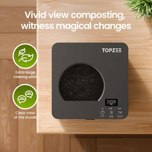 Vista 5 de TOPZEE Contenedor eléctrico de compostaje para cocina, compostador inteligente de encimera de 3 litros con limpieza automática sin olor, bajo ruido
