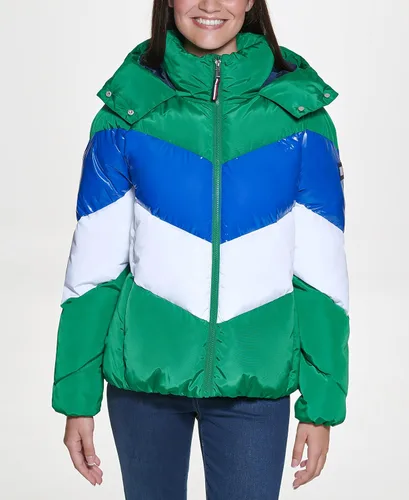 Vista 2 de Tommy Hilfiger Chaqueta acolchada corta con capucha para mujer multicolor