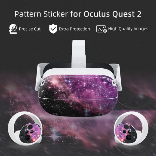 Vista 2 de Wigearss Calcomanías para Oculus Quest 2 VR auriculares y controlador, calcomanías de piel para Oculus Quest 2 - Galaxy
