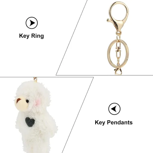 Vista 2 de Amosfun 2 llaveros de animales de peluche, colgante de bolso de mano, mano suave, colgante de oso de peluche, colgante de llavero, mochila