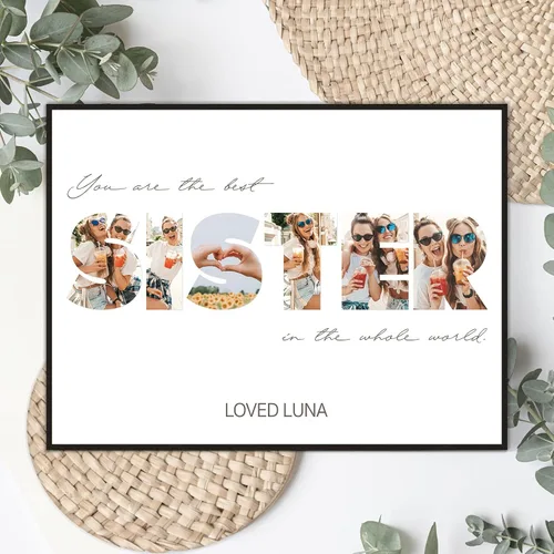 Vista 8 de FUONLY Regalos personalizados de Navidad y del Día de la Madre para mamá de hija o hijo, marco de madera personalizado con foto y texto, regalos