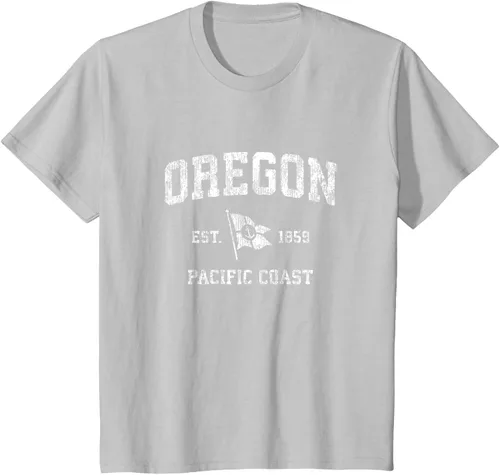 Vista 36 de Oregon Vintage barco ancla bandera diseño de West Coast Retro Tee, hombre S, Arándano