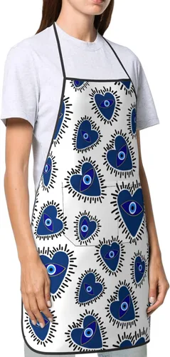 Vista 3 de Delantal de mal de ojo del diablo, divertido delantal de cocina para mujeres y hombres, delantal con babero para barbacoa, hornear, manualidades
