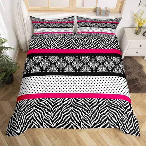 Vista 21 de Juego de funda de edredón con estampado de leopardo abstracto, tamaño individual, juegos de ropa de cama de piel de guepardo negro y gris