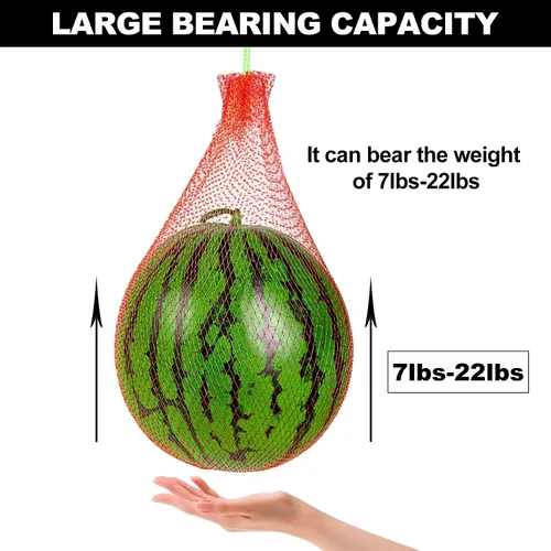 Vista 3 de Hamaca de melón redes de sandía, 18 pulgadas, 100 piezas de red de sandía resistente para jardín, red de melón para enrejado vertical cultivo