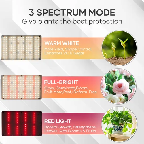 Vista 3 de Luz de cultivo de plantas para interiores, 264 luces LED de espectro completo con soporte de trípode ajustable con control remoto y función