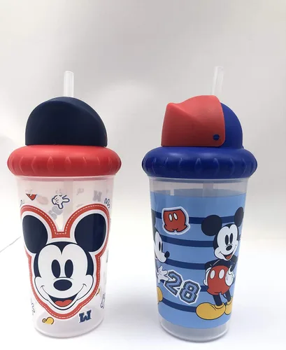 Vista 10 de Disney Vasos Sippy para Niños Pequeños para Niños y Niñas Paquete de Dos Vasos Sippy de 10 Onzas con Pajita y Tapa Botella de Agua de Viaje