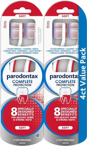 Vista 21 de Parodontax Cepillo de dientes suave de protección completa para encías sanas y dientes fuertes, paquete de 2 x 2