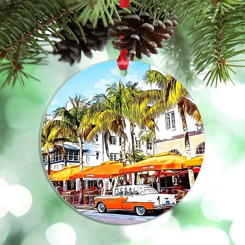 Vista 25 de Los Ángeles Beach California, Estados Unidos, decoración de árbol de Navidad, recuerdo de ciudad de campo, recuerdos de Navidad personalizados