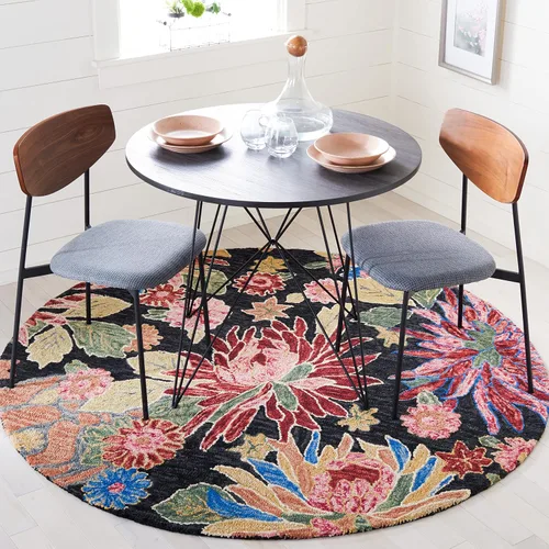 Vista 9 de SAFAVIEH Jardin Collection - Alfombra de pasillo, 2 pies 3 pulgadas x 8 pies, carbón y rojo, hecho a mano, lana floral y algodón, ideal para zonas