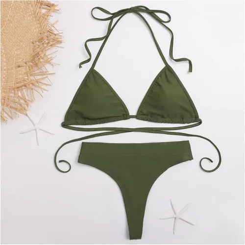 Vista 5 de Traje de baño sexy de 3 piezas para mujer, camiseta de natación de manga larga, camiseta corta con triangular, conjunto de bikini