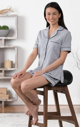 Vista 5 de PajamaGram Pijama para mujer - Conjunto de pijama corto para mujer 100 algodón Multi colorido