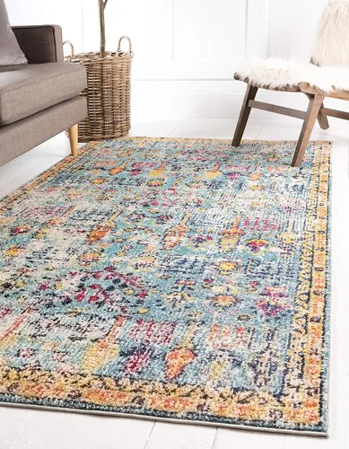 Vista 2 de Unique Loom Colección Monterey - Alfombra de área Adobe (2' x 3' 1" Rectángulo Azul/Beige)