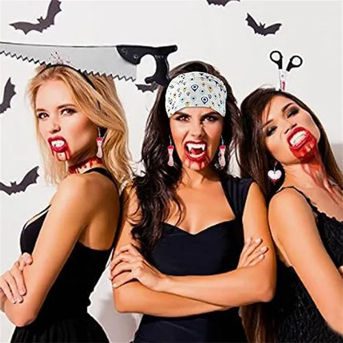 Vista 2 de Aretes de Halloween, aretes espeluznantes y peculiares de veneno, aretes espeluznantes de Halloween, aretes de esqueleto de Halloween, aretes