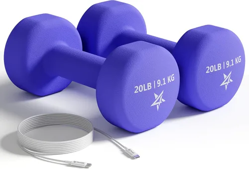 Vista 18 de Yes4All Neoprene Dumbbells, Pairs and Sets with Rack for Home Workouts A. Púrpura