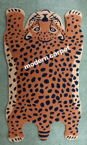 Vista 9 de Modern Carpet - Alfombra de tigre tibetano de 3 x 5 pulgadas, 100% lana, hecha a mano, para habitación de niños, dormitorio, alfombra