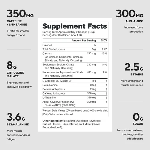 Vista 2 de LEGION Pulse Pre Workout - Bebida preentrenamiento de óxido nítrico totalmente natural para aumentar la energía, sin creatina, endulzada