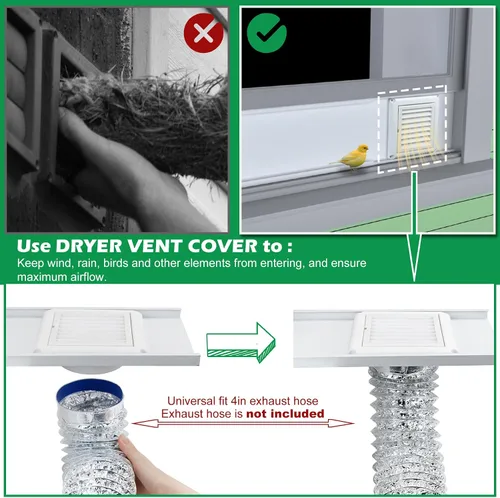 Vista 3 de Forestchill Kit de ventana de ventilación para secadora, kit de ventilación de ventana de 4 pulgadas con cubierta de ventilación de secadora, se